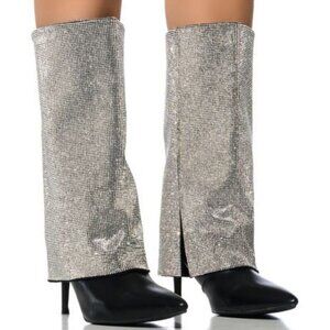 AZALEA WANG "MILESTONES"  RHINESTONE COVERED HEEL BOOT IN BLACK ( BRAND NEW !!!